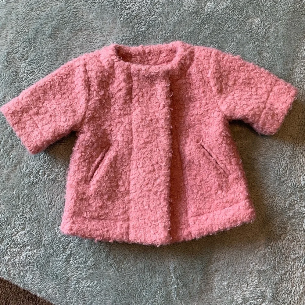 Habitual Kid Pink Boucle Baby Girl Jacket Pea Coat Size 12 Months Used